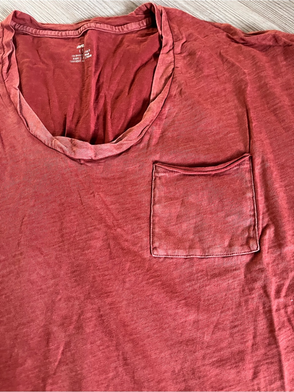 aerie Women's Short-Sleeve Pocket Tee in Rust Red - Picture 4 of 6